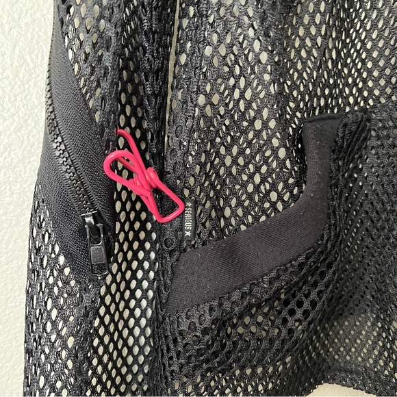 Vintage Y2K Goth Hot Topic Serious Brand Black Fishnet Hooded Jacket - Rare! HTF - Picture 5 of 10